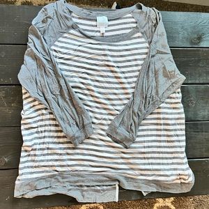 Sunday - striped grey & white top 2X